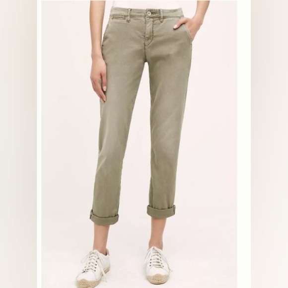 Pilcro and the Letterpress Light Green Hyphen Low-Rise Boyfriend Chinos-Size 28P - Picture 6 of 8